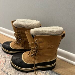 Sorel Tan and Black Winter Boots